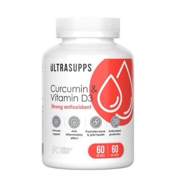 фото упаковки UltraSupps Куркумин+Витамин Д3