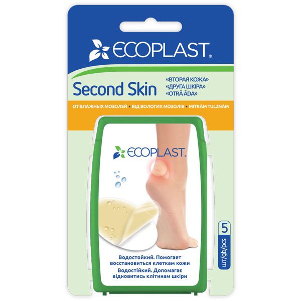 фото упаковки Ecoplast Second Skin Пластырь противомозольный гидроколлоидный