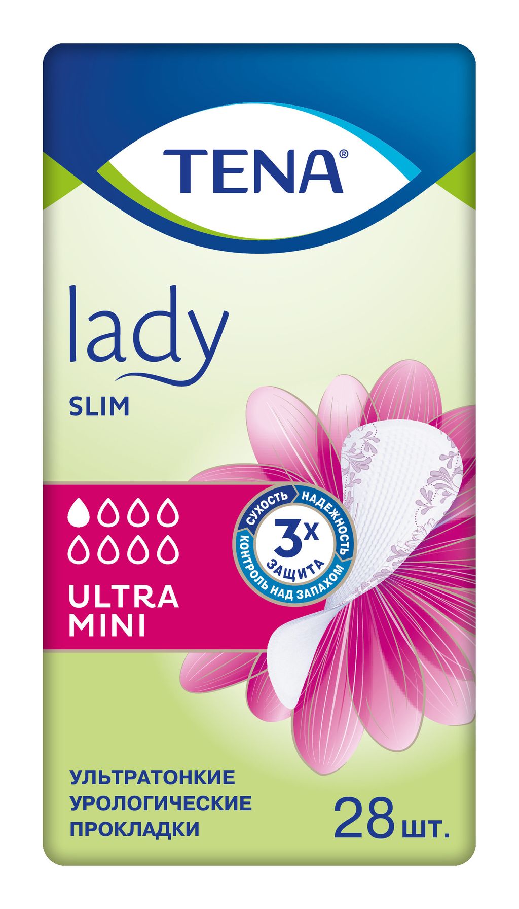 Прокладки урологические Tena Lady Slim Ultra Mini, прокладки урологические, 1 капля, 28 шт. купить по цене от 389 руб в Саратове, заказать с доставкой в аптеку, инструкция по применению, отзывы, аналоги, ООО «ЭвоКом»