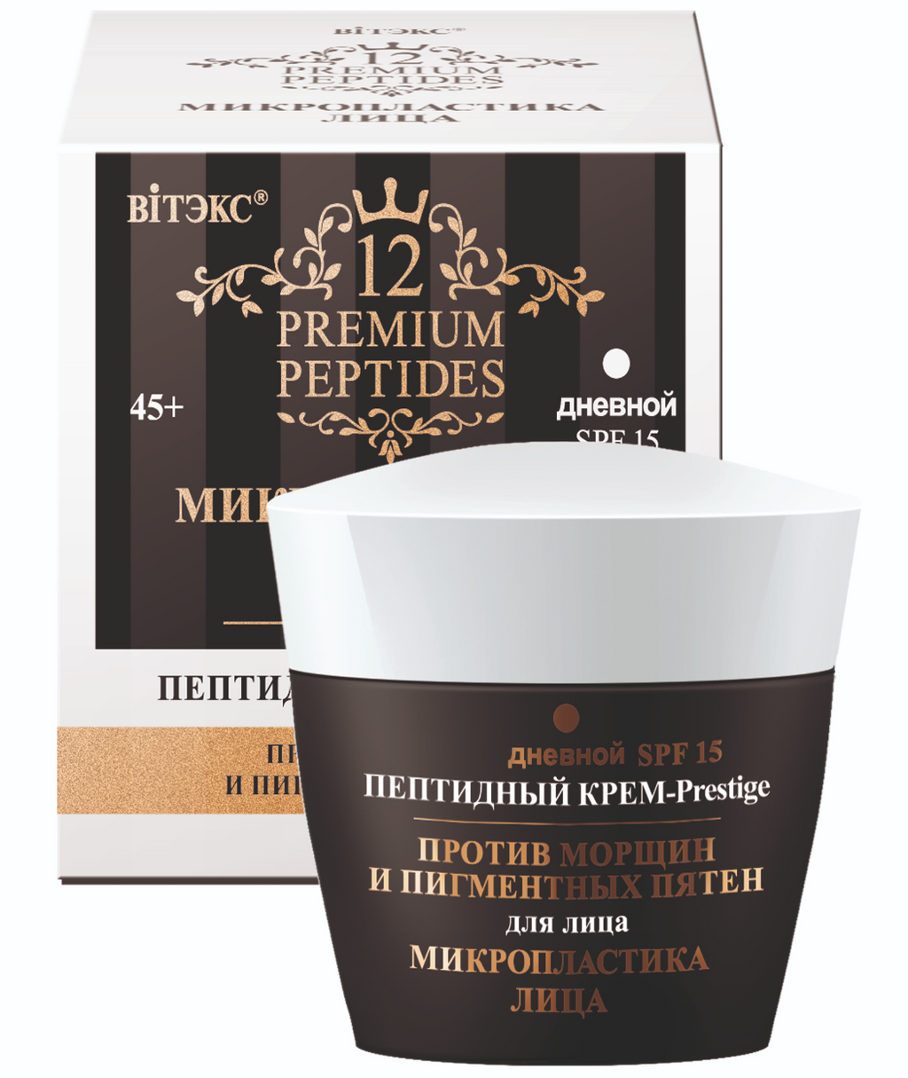 фото упаковки Витэкс 12 Premium Peptides Пептидный Крем-Prestige для лица и шеи