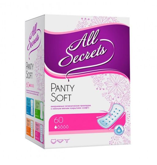 All Secrets Panty Soft ежедневные прокладки, 1 капля, прокладки ежедневные, 60 шт.
