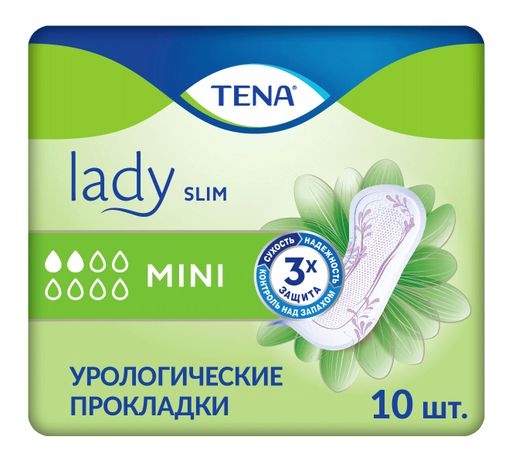 Прокладки урологические Tena Lady Slim Mini, прокладки урологические, 2 капли, 10 шт.