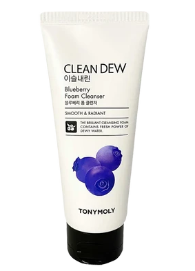 TonyMoly Clean Dew Blueberry Foam Cleanser Очищающая пенка, пенка для лица, с экстрактом черники, 180 мл, 1 шт.