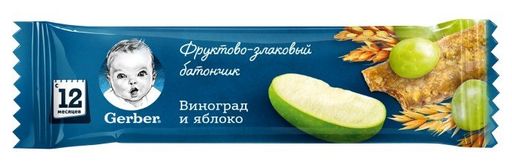 Gerber фруктово-злаковый батончик яблоко и виноград, 25 г, 1 шт.